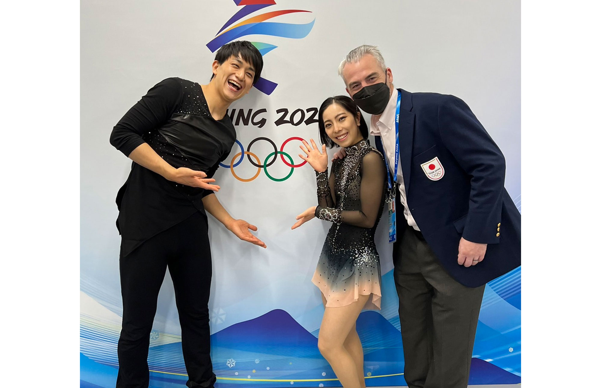 北京2022冬季五輪での一枚（左：木原龍一選手　右：ブルーノ・マルコットコーチ）